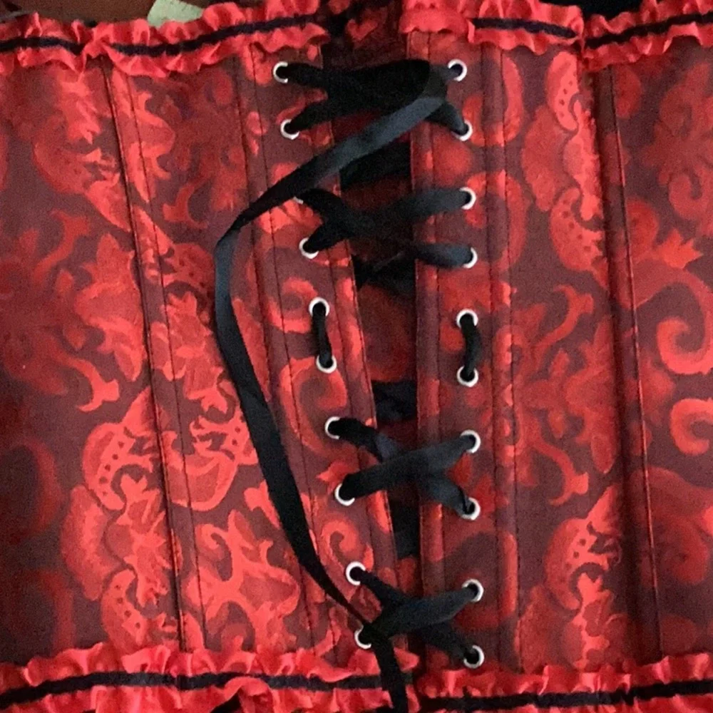 Corset Bustier BOUDOIR Night Light Bead Handle Burgundy & Black SEXY MOOD LIGHT